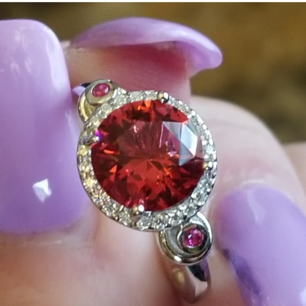 Genuine 3CT Ruby, Pink/White Sapphire Ring 7 & 8 - Picture 1 of 10